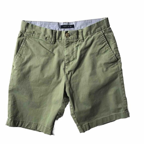 Tommy Hilfiger Chino Shorts Womens 29 Green Mid Rise Preppy Casual Stretch EUC! - Picture 1 of 10